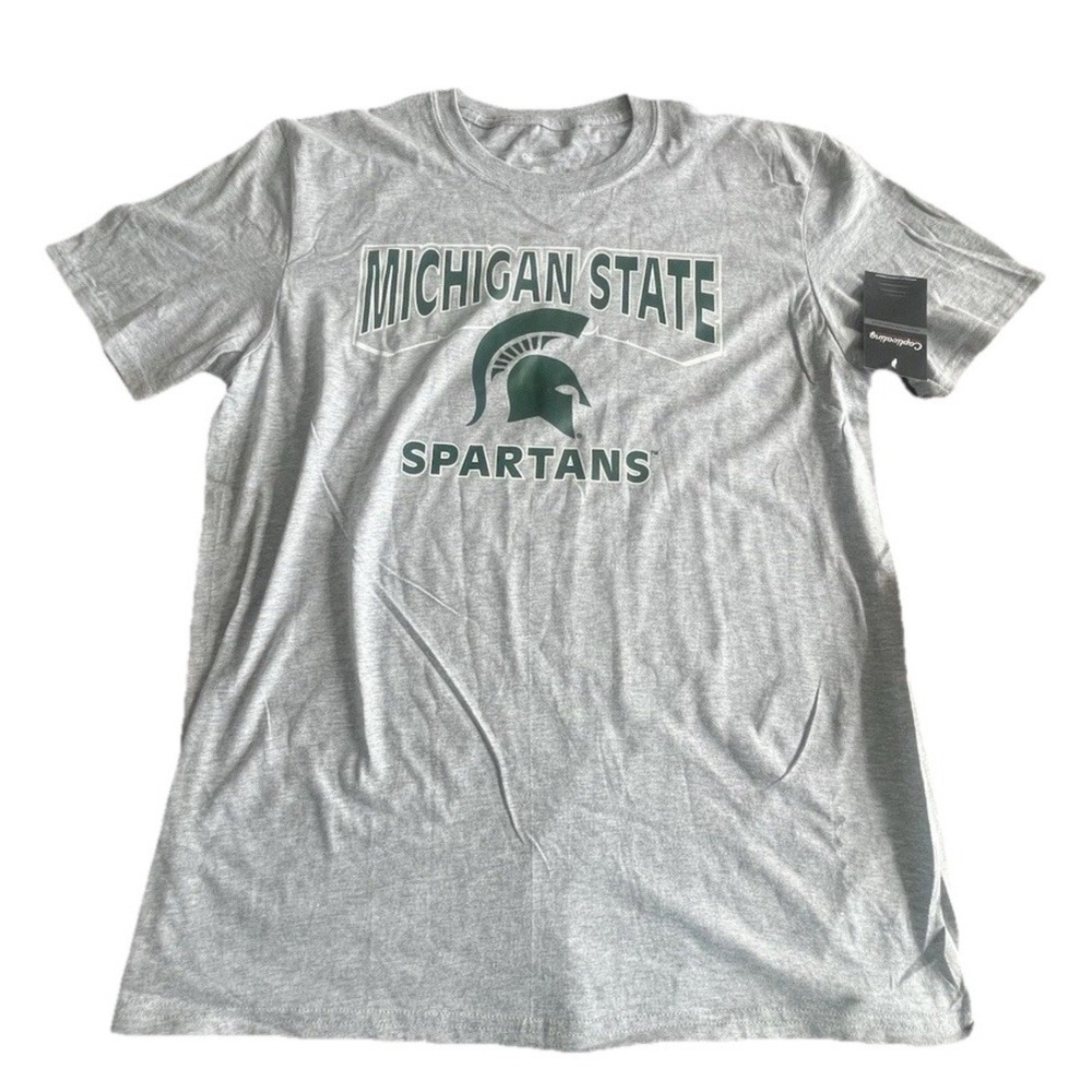 Michigan State Spartans Captivating Sz Large L  Short Sleeve‎ Gray Shirt NWT